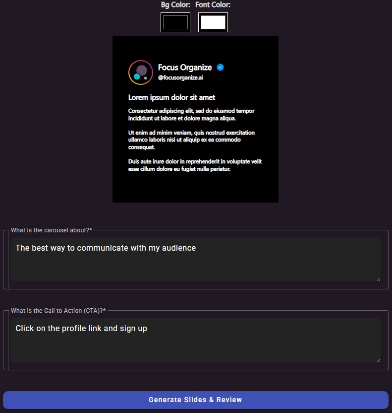 Carousel Content Generator UI
